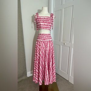 Women’s Feminine Fancy D Boutique Hearts Two Piece Crop Top/Skirt Size Medium